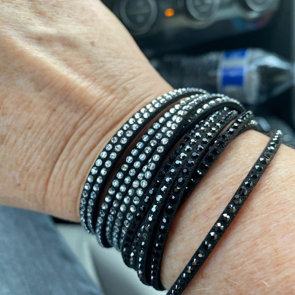 Women's leather crystal wrap bracelet